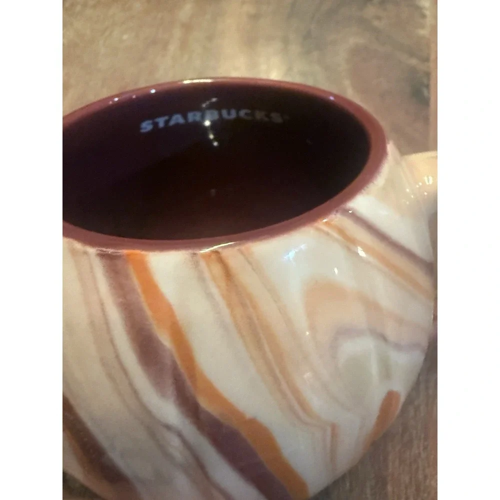 Starbucks 2025 Fall Halloween Orange Cream Marbled Pumpkin Ceramic Mug 12 oz - Picture 3 of 5